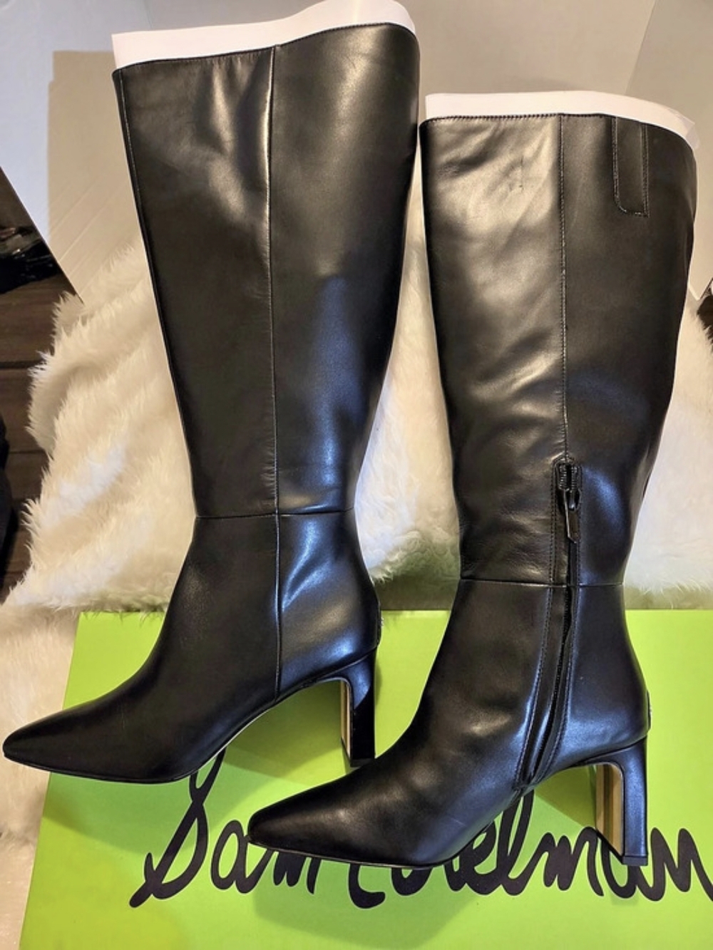 Sam Edelman Sylvia Extra Wide Calf Zip Tall Boot Black. Size 7W.